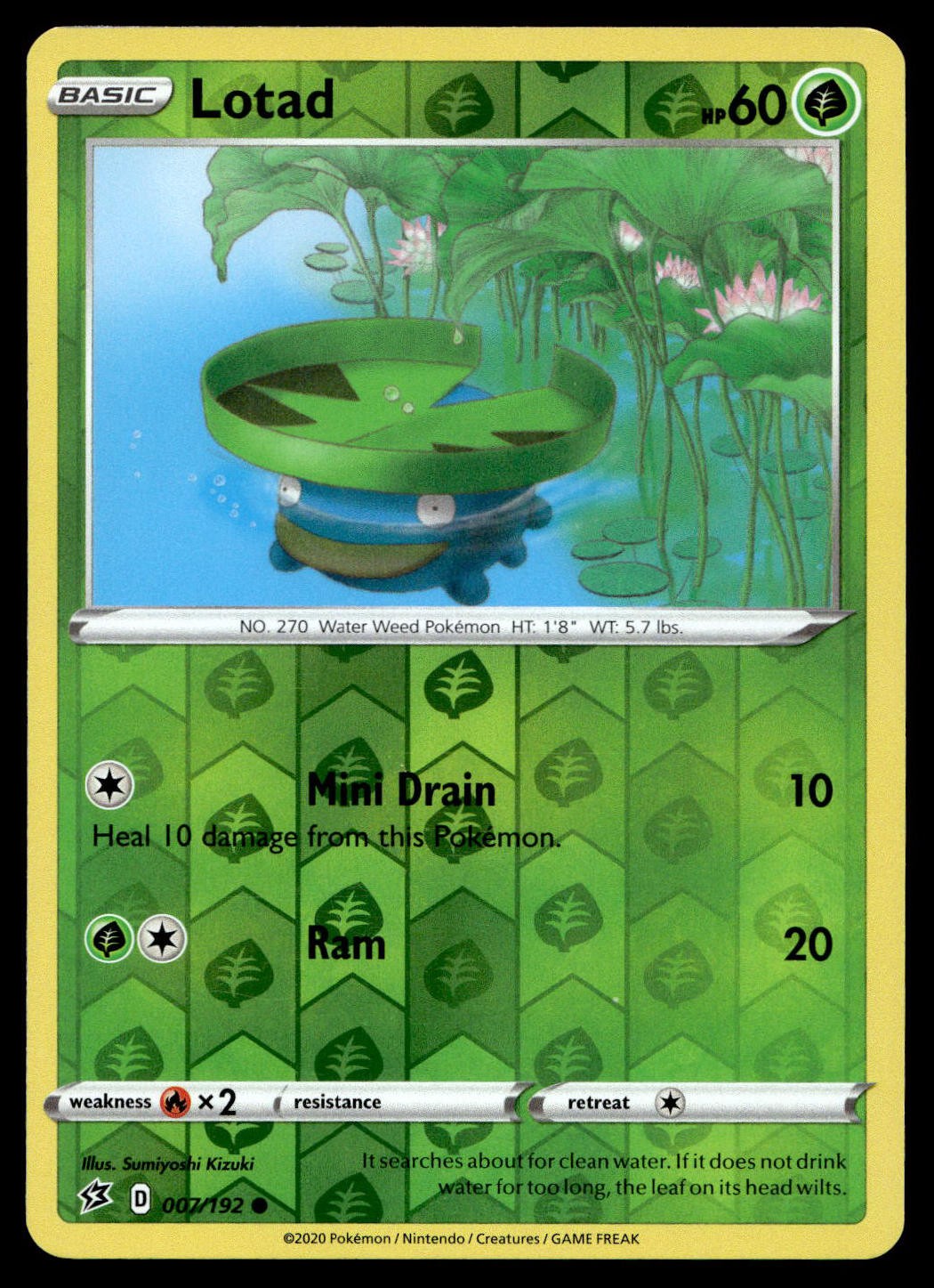Lotad 007/192 Common Rebel Clash Pokemon Reverse Holo NM/M