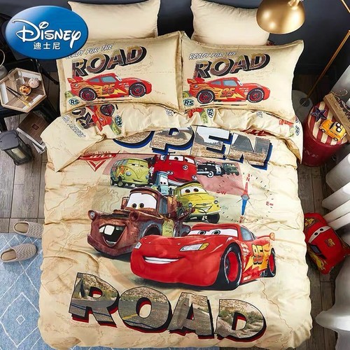 100 Cotton Cars Lightning McQueen Ready for the Road Single Bed Quilt