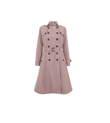 Collectif UK 50s Swing Marlene Pink Blush Long Shower Proof Trech