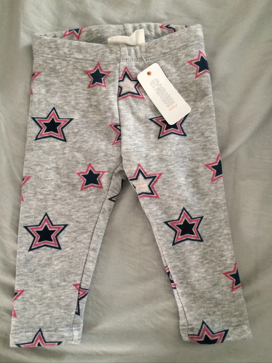 NEW Gymboree Fuzzy Warm Fleece Leggings Pants Girls Size 6-12 Months Grey  Stars