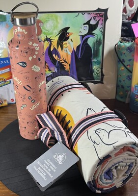 Disney Parks-Critters Chaos Collection 34oz Water Bottle & Travel Blanket NEW