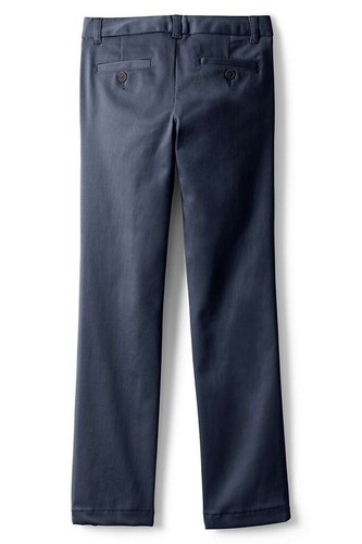 LANDS END Navy School Perfect Fit Plain Front Chino Pants Girls 14 Inseam 25" - Picture 3 of 6