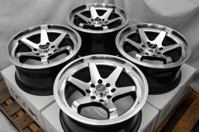 Kudo Racing Disturb 15x7 4x100 4x114.3 Black Polish Wheels Rims