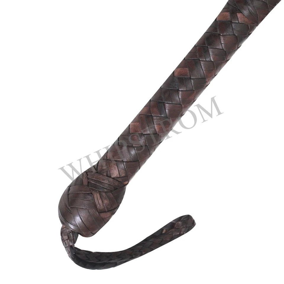 Frusta in pelle di toro stile Indiana Jones Bullwhip marrone, 3FT-16FT - Immagine 3 di 4
