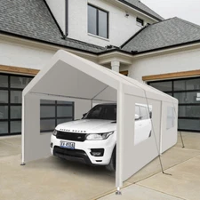 10×30 Heavy Duty Portable Carport Garage Tent for Shelter White with Window