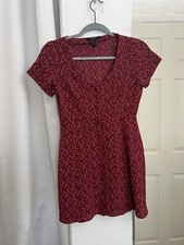 Forever 21 Women Dress Sz Small Short Button Red Polka Dot Short Sleeves Lined
