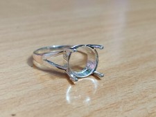 925 Sterling Silver Semi Mount Ring Setting 10 mm round stone Engagement Polish