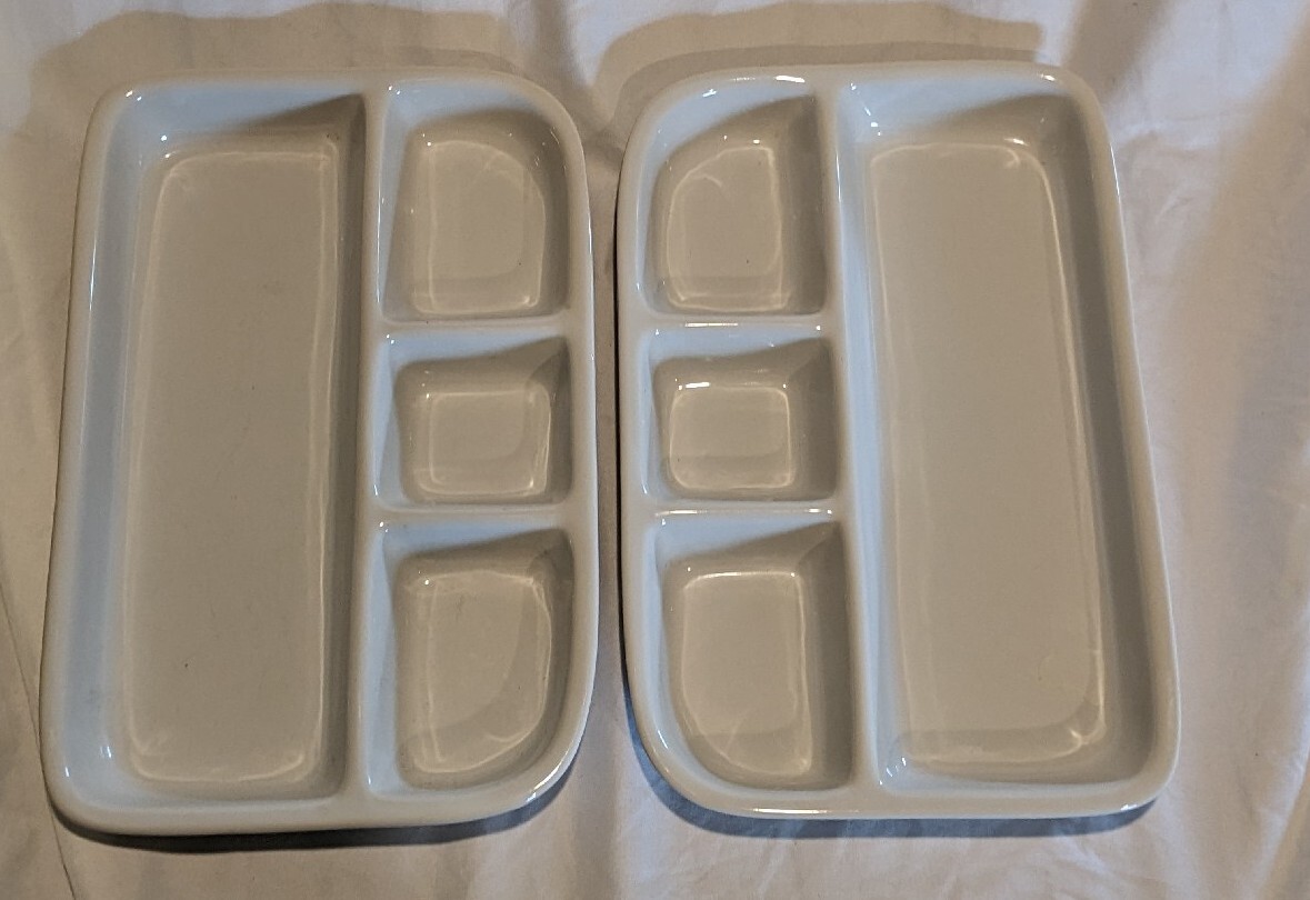 Bret Bortner BIA Set of 2 White TV Dinner Plates Ceramic Divided