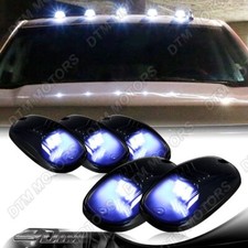 5pcs Smoked Lens Cab Roof Marker White Led Roof Top Truck Running Driving Light