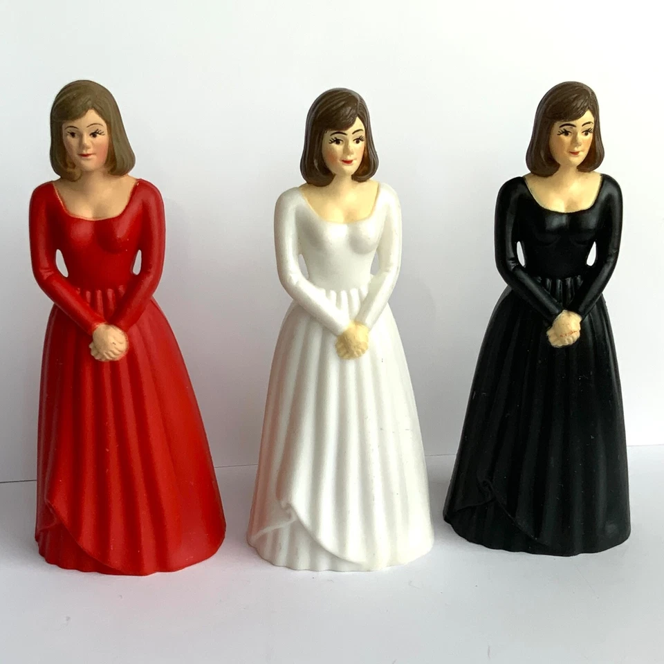 3 adornos para pasteles vintage figura de dama dama de honor cumpleaños panadería artesanías 1986 Foto 3 de 4