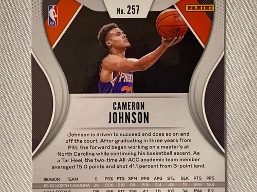 2019-20 Panini Silver Prizm Cameron Johnson Phoenix Suns Rookie RC #257 - Picture 9 of 14
