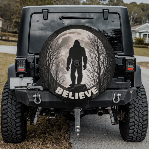 Bigfoot Tire Cover Believe Full Moon Forest Spare Wheel Protector for Car - Picture 6 of 10
