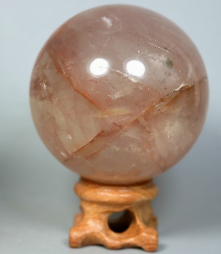 Natural RED FIRE QUARTZ Hematoid Crystal PHANTOM MULTI - INCLUSIONS Sphere Stand - Picture 5 of 9