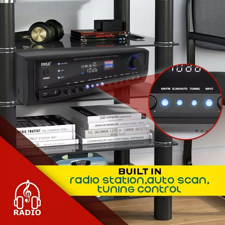 Pyle 300W Digital Stereo Receiver System USB/SD Memory Readers PT390AU NEW - Image 3 of 4
