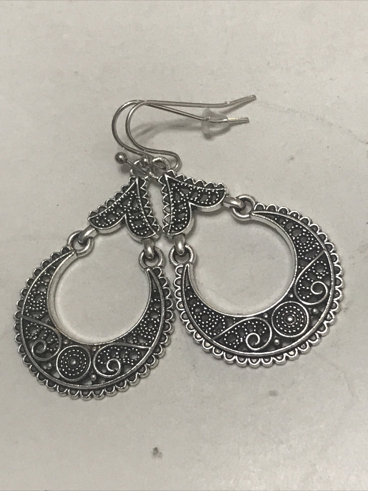 Metallic Loop Earrings Dangle Drop Design 3634 - image 3