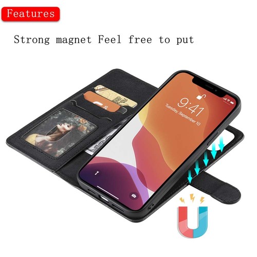 For iPhone 13 12 11 X XR SE 8 7 6s Magnetic Detachable Wallet Leather Case Cover - Picture 14 of 43