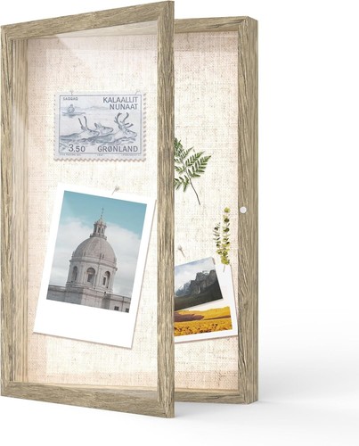 Versatile Deep Shadow Box Frame - Showcase 3D Treasures in Natural Wood Finish - Picture 3 of 11