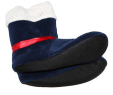 Joe Boxer Women's Navy Blue Faux Fur Microsuede Bootie Slip-on Slippers 4-10
