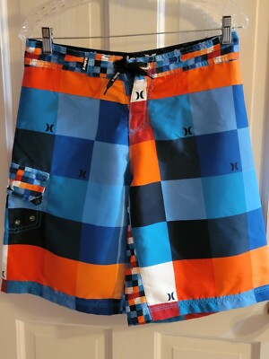 HURLEY MEN  RAINBOW PLAID COLOR BLOCK BOARD SHORTS SWIM BOARDSHORTS SZ 20/20/20