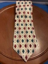 Wembley Men’s Multicolor 100% Imported Silk Tie Diamond Print Necktie USA Made