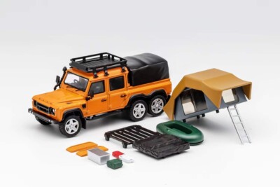 GCD 1:64 Land Rover Defender 6x6 (Orange) with Camping Accessories