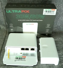 2 Port Gigabit PoE Passthrough Switch Outdoor Ethernet Extender Up to 100m/328ft