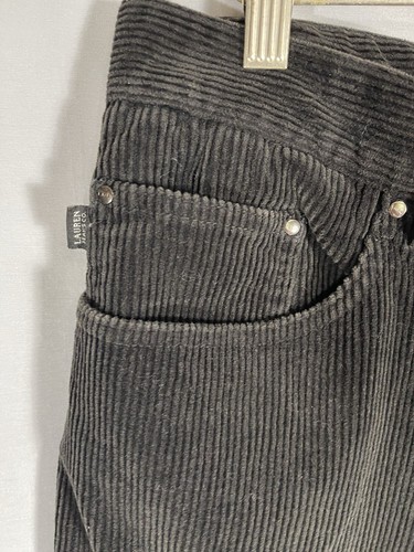 Lauren Jeans Co Ralph Lauren Pants Corduroy Black Straight High Rise 90s Y2K 14 - Picture 3 of 6