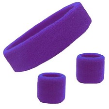 Sweatband Set Cotton Sports Headband Terry Cloth Wristband Moisture Wicking Top