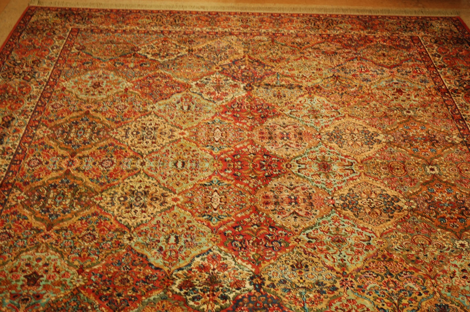 ANTIQUE EARLY KARASTAN KIRMAN MULTI_COLOR PANEL PATTERN717 RUG CARPET