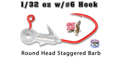 1/32oz Staggerd Barb Collar w/#6 Eagle Claw Red Sickle (100ct)
