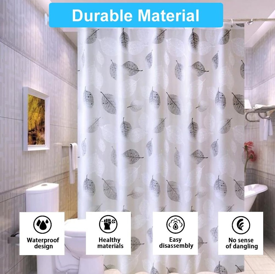Shower Curtain Liner with 12 Plastic Hooks, 72x72 Inch Plastic Shower