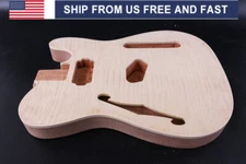 Semi Hollow Mahogany Guitar Body Flame Maple Veneer H Pickup Unfinished