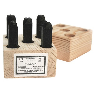 YOUNG BROS. STAMP WORKS 06053 Symbol Set,1/4in H,Gothic,Steel 18G271
