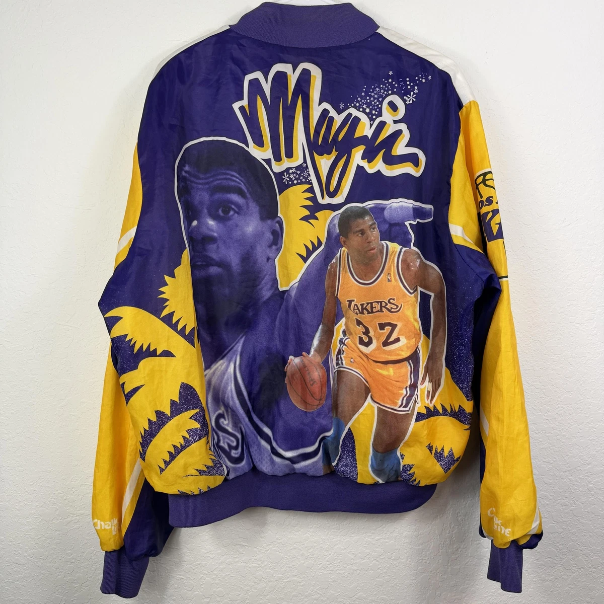 L.A. Lakers × NBA × Vintage Vintage 90s LA LAKERS Snap Button Satin Bomber Jacke