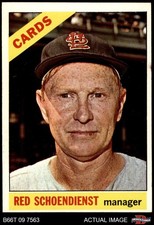 1966 Topps #76 Red Schoendienst Cardinals MANAGER HOF 5 - EX