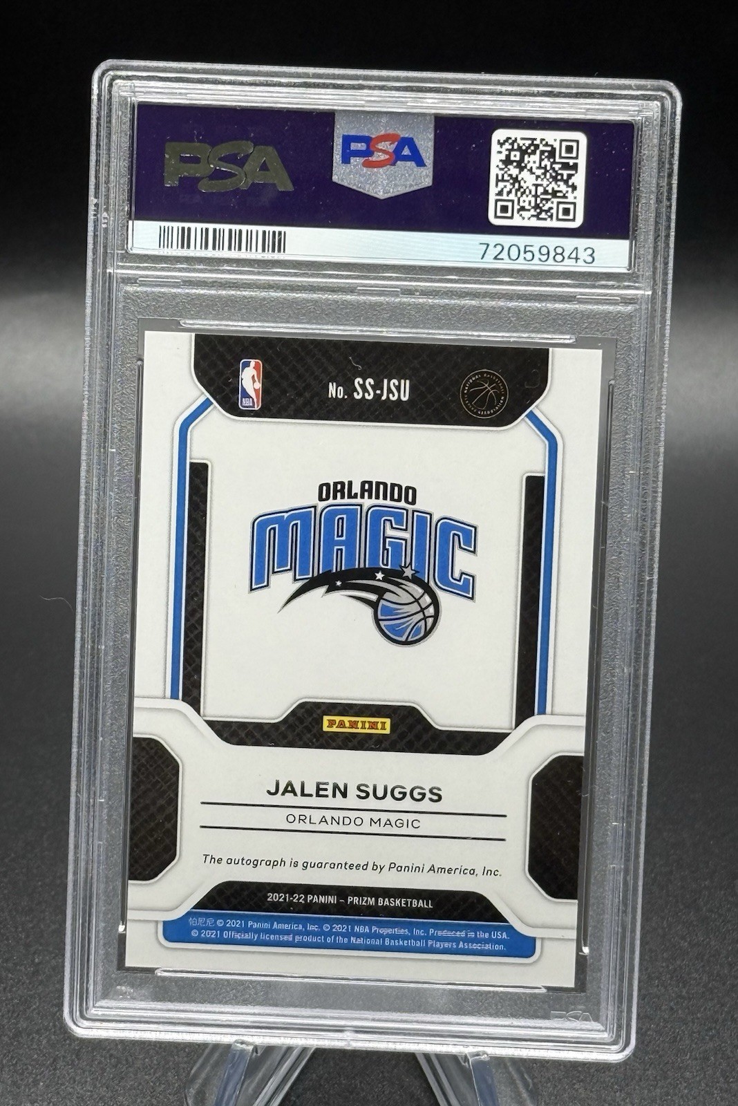 2021-22 Panini Prizm Jalen Suggs RC Sensational Auto PSA 10 Magic Rookie view 2