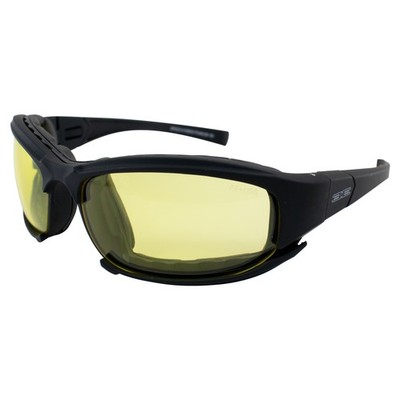 Epoch Hybrid Motorcycle Sunglasses Black with Yellow Lens ANSI Z87.1+