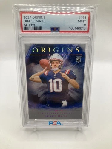 Drake Maye Patriots 2024 Panini Origins #145 RC ROOKIE SILVER SP 26/75 PSA 9