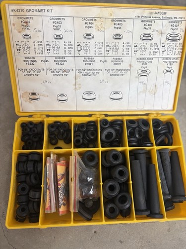 Jandorf K4210 Rubber Grommet Kit Assortment Electrical Wire Grommets w/ Case USA
