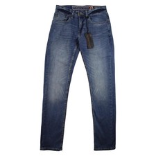 Pantalones de mezclilla elásticos calce ceñido azul ciclón 30x32 impermeables vintage para hombre