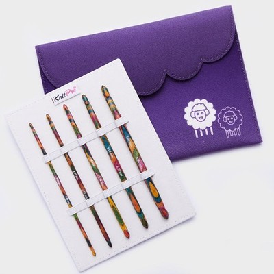 KnitPro Symfonie Holz Häkelnadel Set mit zwei Enden - 5 Haken 10 Größen