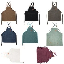 Thickened Apron With Utility Pocket Crossed Back Gardening Cooking Salon Apron