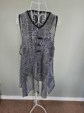 Vintage Aidia Amelia Lace Knit Beach Cover Up In Grey And Black
