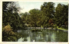 Yonkers New York Park Hill The Lake Swans Landscape Printed Postcard Postmark...