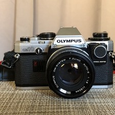 Vintage: Olympus OM-10 35MM Film Camera, 50mm Lens, Adapter,Flash, Strap-Tested