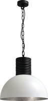 Pendelleuchte Weiß Innenschirm Silber Ø40Cm H:34Cm E27 Handarbeit HäNgelampe