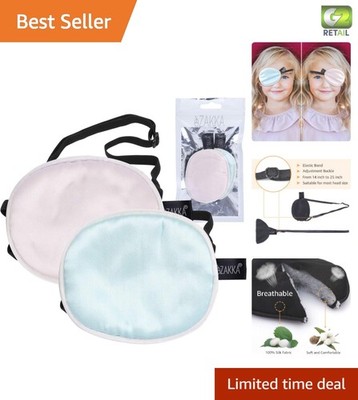 2PCS Washable Silk Eye Patches with Adjustable Strap   Perfect for Eye Recovery