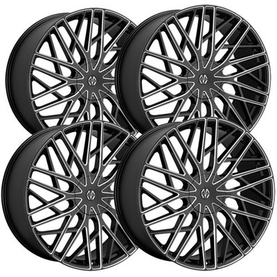 (Set of 4) Massiv 925 Executive 20x8.5 6x120/6x132 +30 Black/Milled Wheels Rims