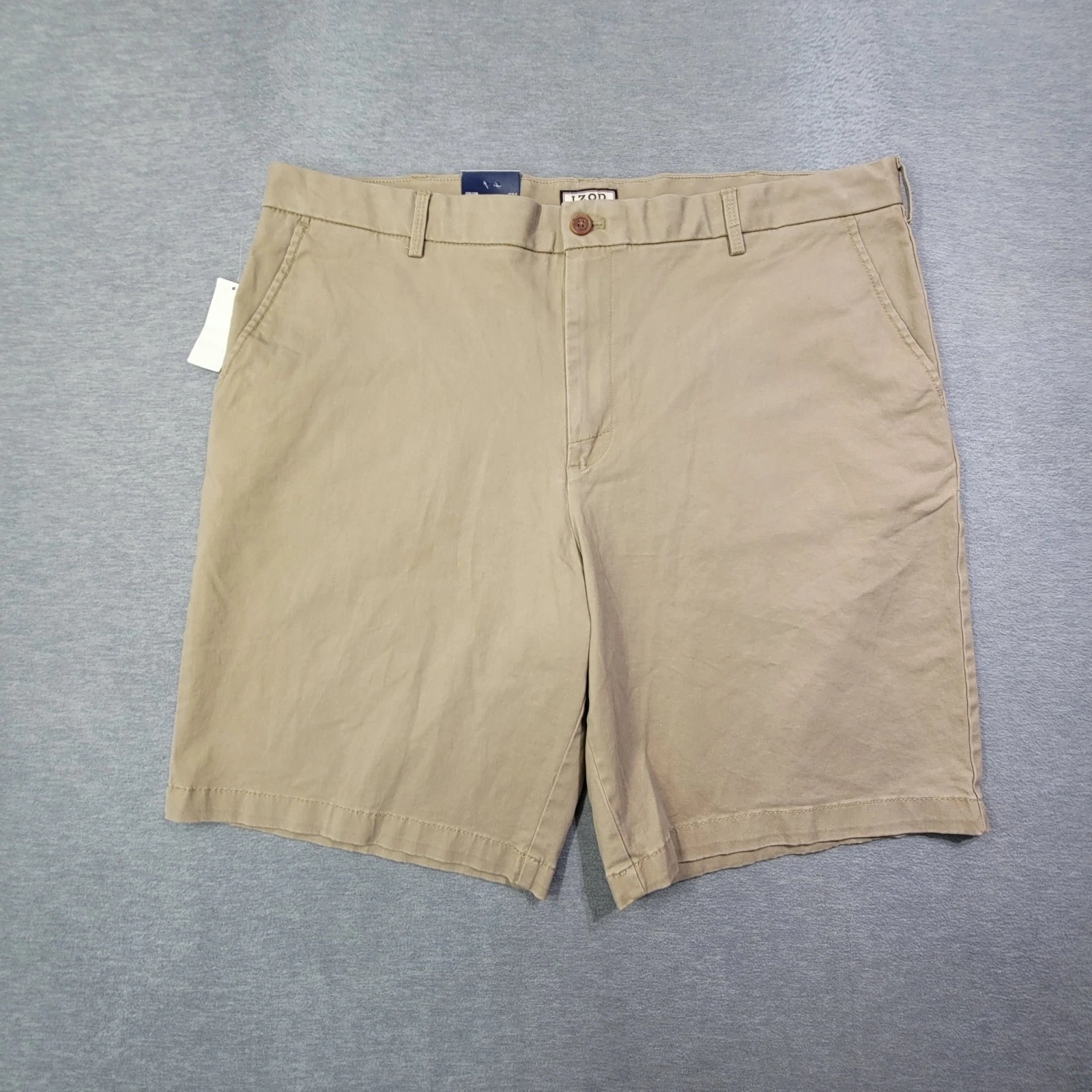 IZOD Shorts Mens 40 Beige Flat Front 10" Stretch Hiking Golf Outdoor NWT