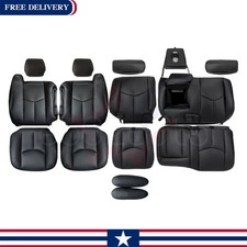 Fits 2003-2006 Chevy Silverado Gmc Sierra Front Rear Leather Seat Cover Black